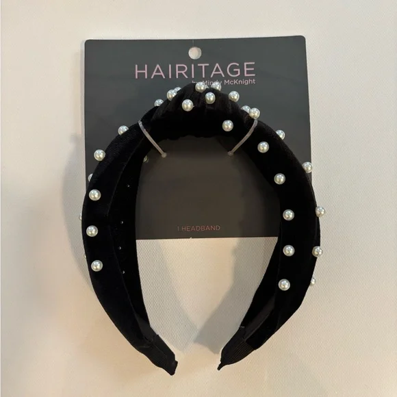 Black Pearl-Embellished Headband - Picture 2 of 5